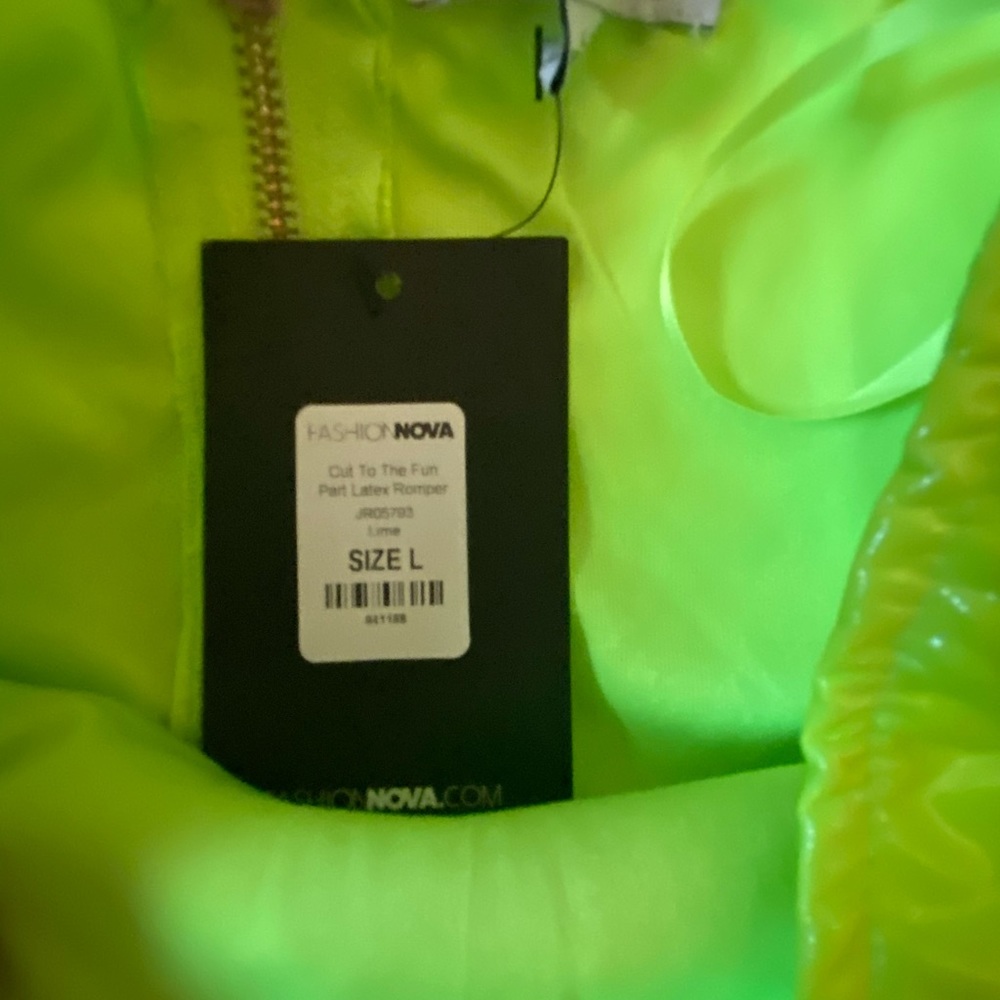 Lime green shorts jump suit